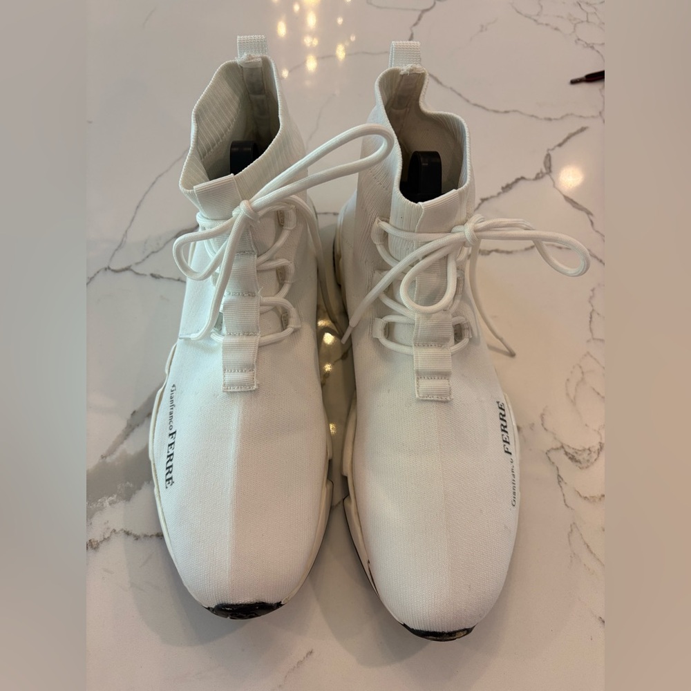 Gianfranco Ferre White Knit Sneakers - Picture 2 of 4